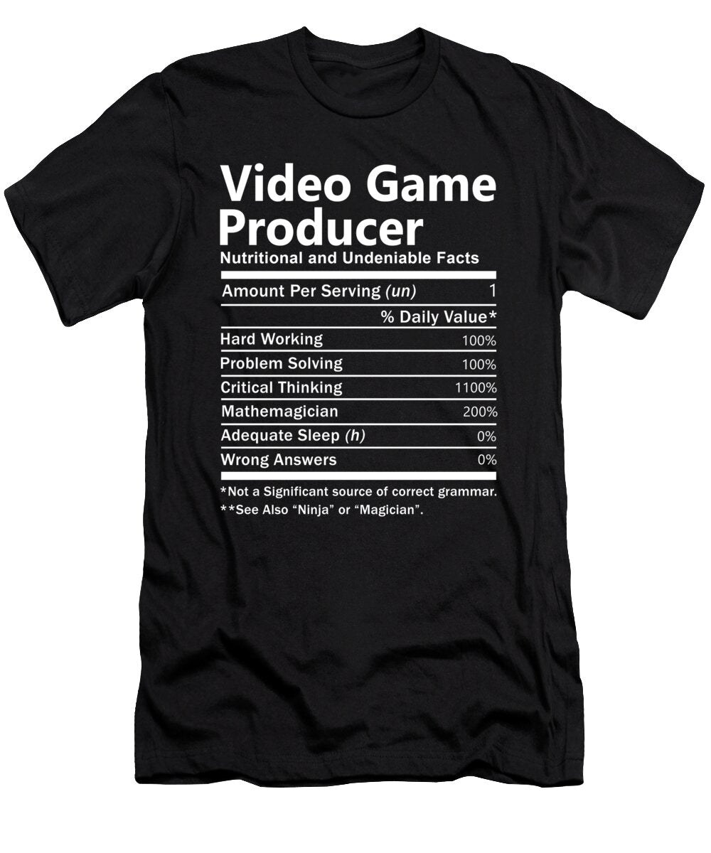 Video Game Producer Nutrition Factors Gift Item Shi Hu Kang T-Shirt