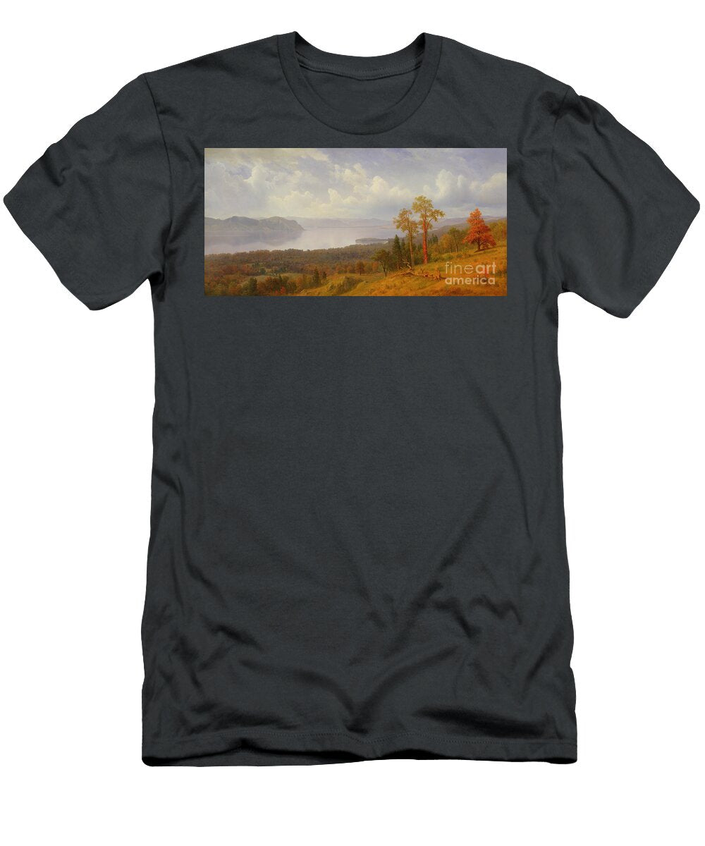 View on the Hudson Looking Across the Tappen Zee Towards Hook Mountain Albert Bierstadt T-Shirt