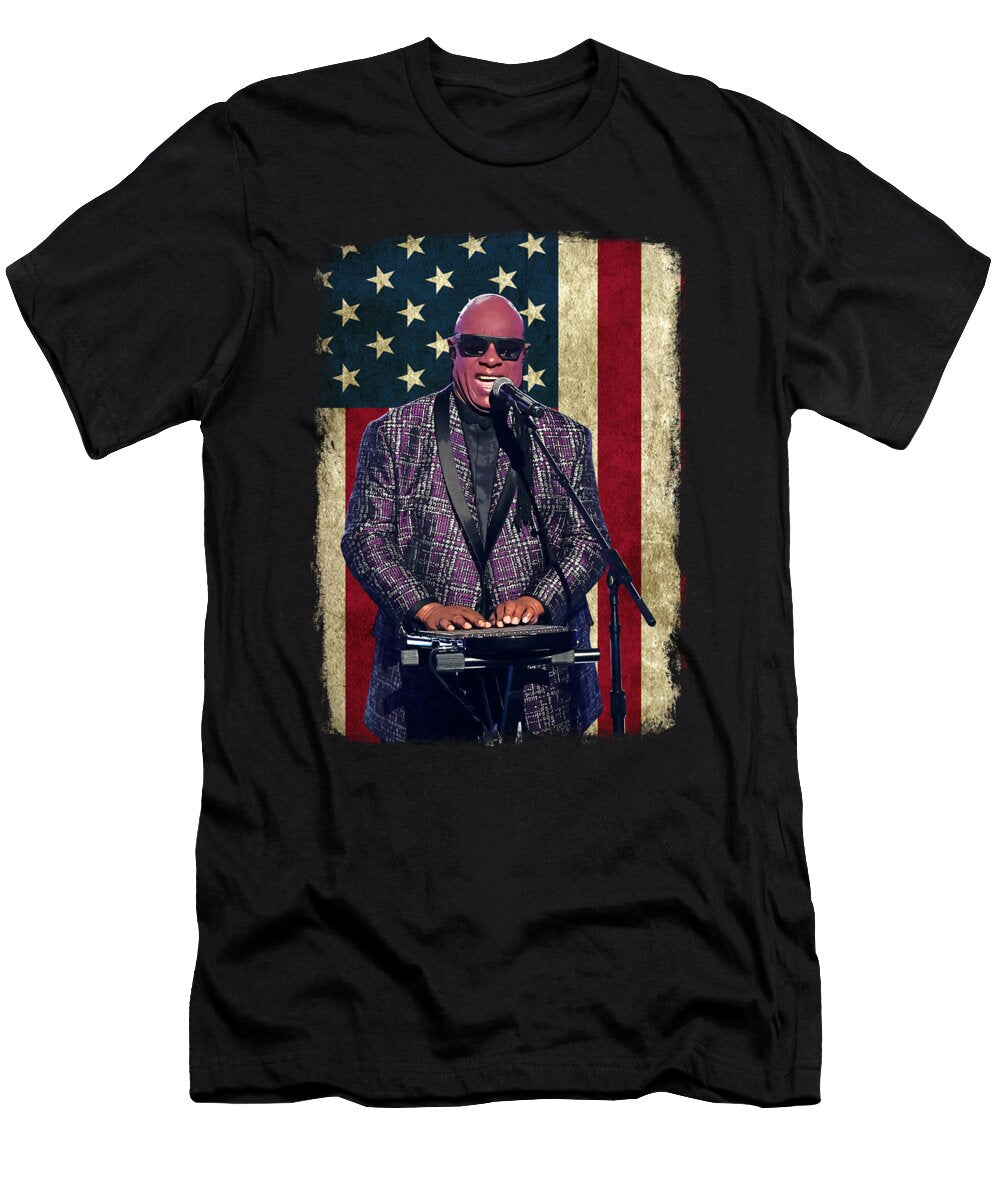 Vintage American Flag Stevie Wonder Legend Roya Steward T-Shirt