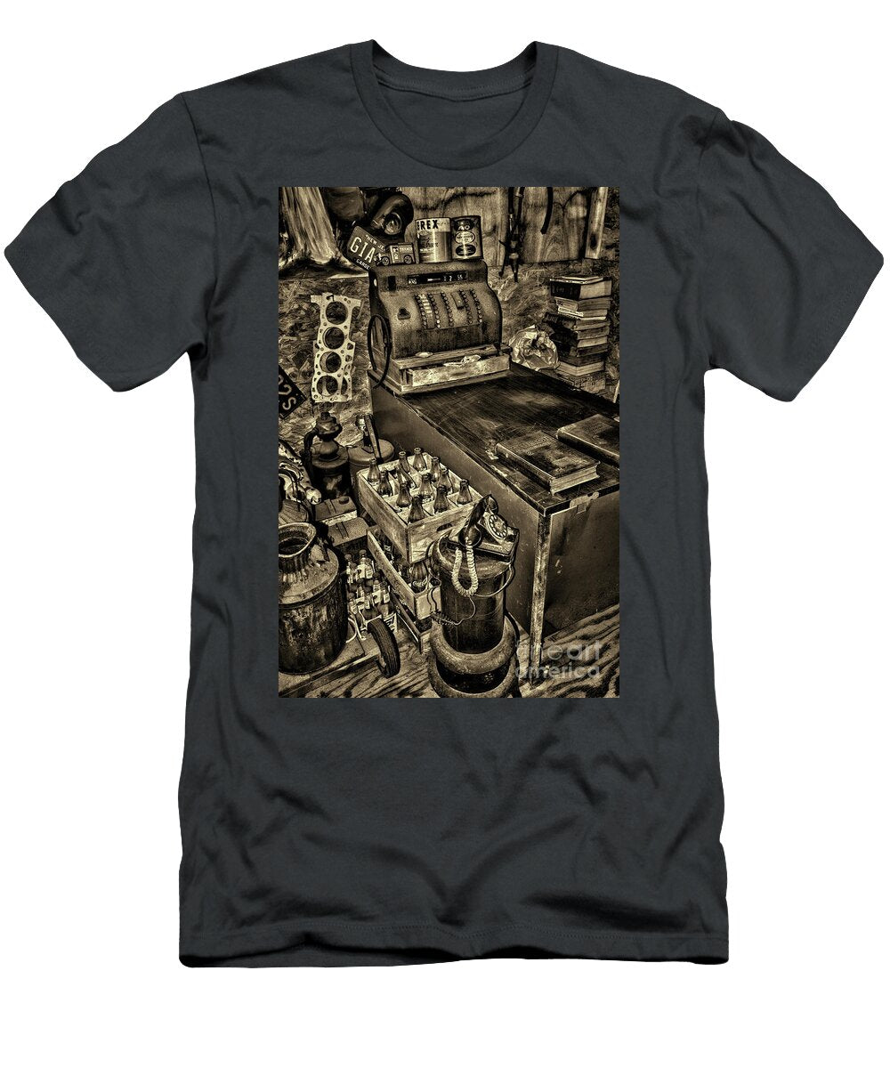 Vintage Gas Station Office Sepia Paul Ward T-Shirt