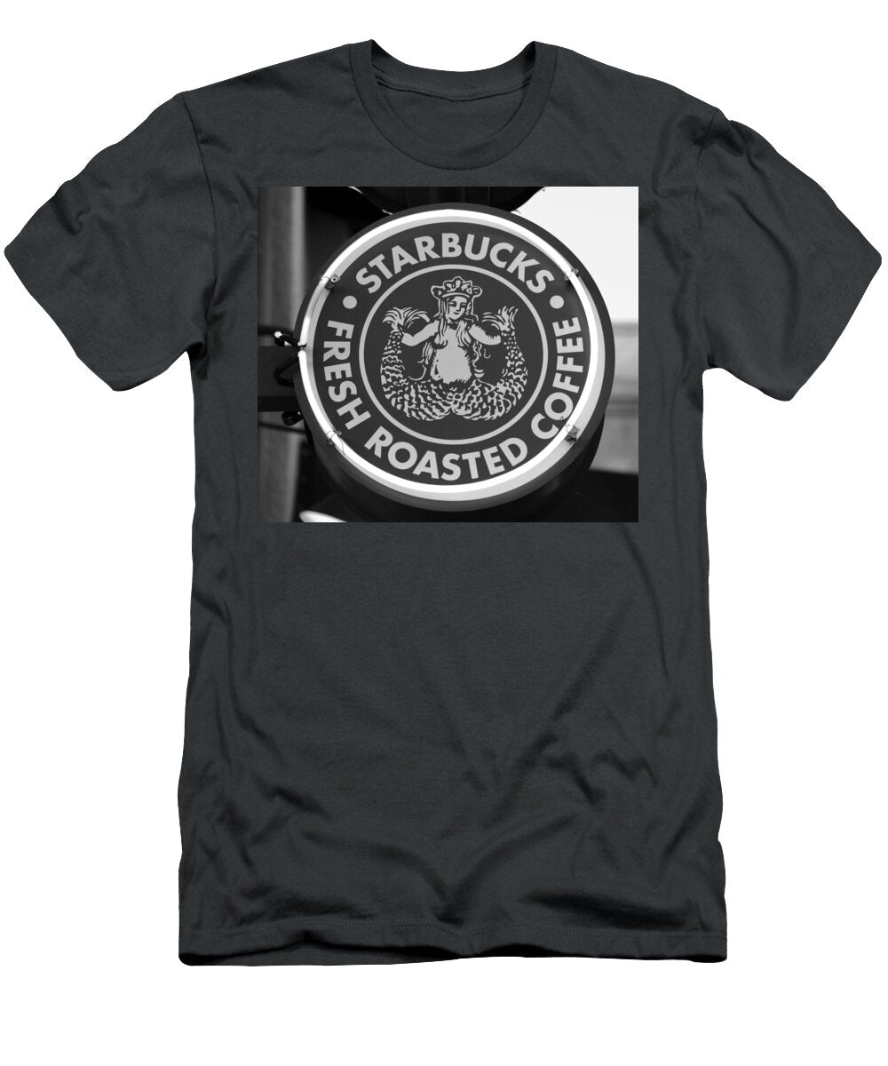 Vintage Starbucks Sign Bw David Lee Thompson T-Shirt
