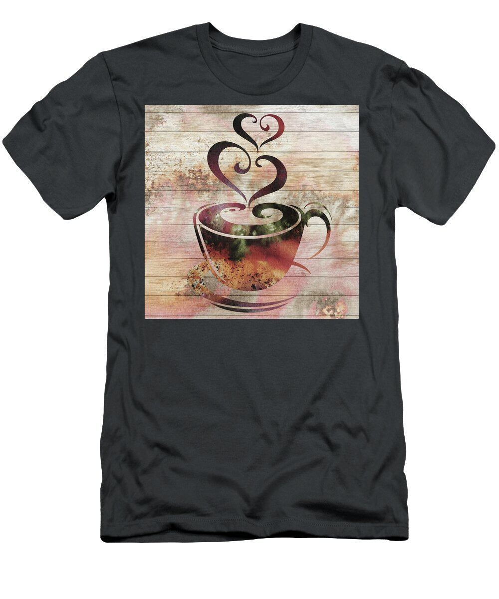 Visit to Local Cafe Colorful Warm Coffee Cup Two Sweet Hearts Hot Watercolor Irina Sztukowski T-Shirt