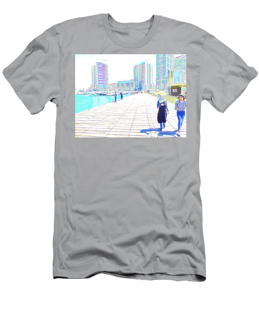 Walking Zeitounah Bay Beirut Funkpix Photo Hunter T-Shirt