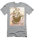 Warm Smooth Colorful Coffee Cup with Two Sweet Hearts Delicious Beige Watercolor Irina Sztukowski T-Shirt