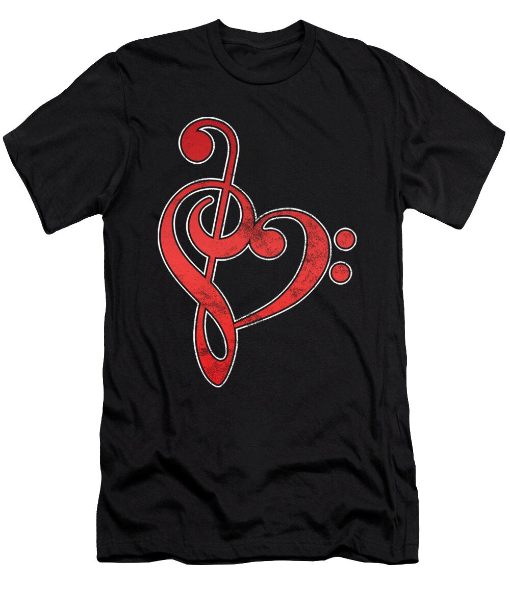 Watercolor Bass Clef Musical Note Musicians Gift Music Heart Thomas Larch T-Shirt