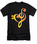 Watercolor Orange Heart Bass Clef Musical Note Musicians Gift Thomas Larch T-Shirt