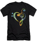 Watercolor Rainbow Heart Bass Clef Musical Note Musicians Gift Thomas Larch T-Shirt