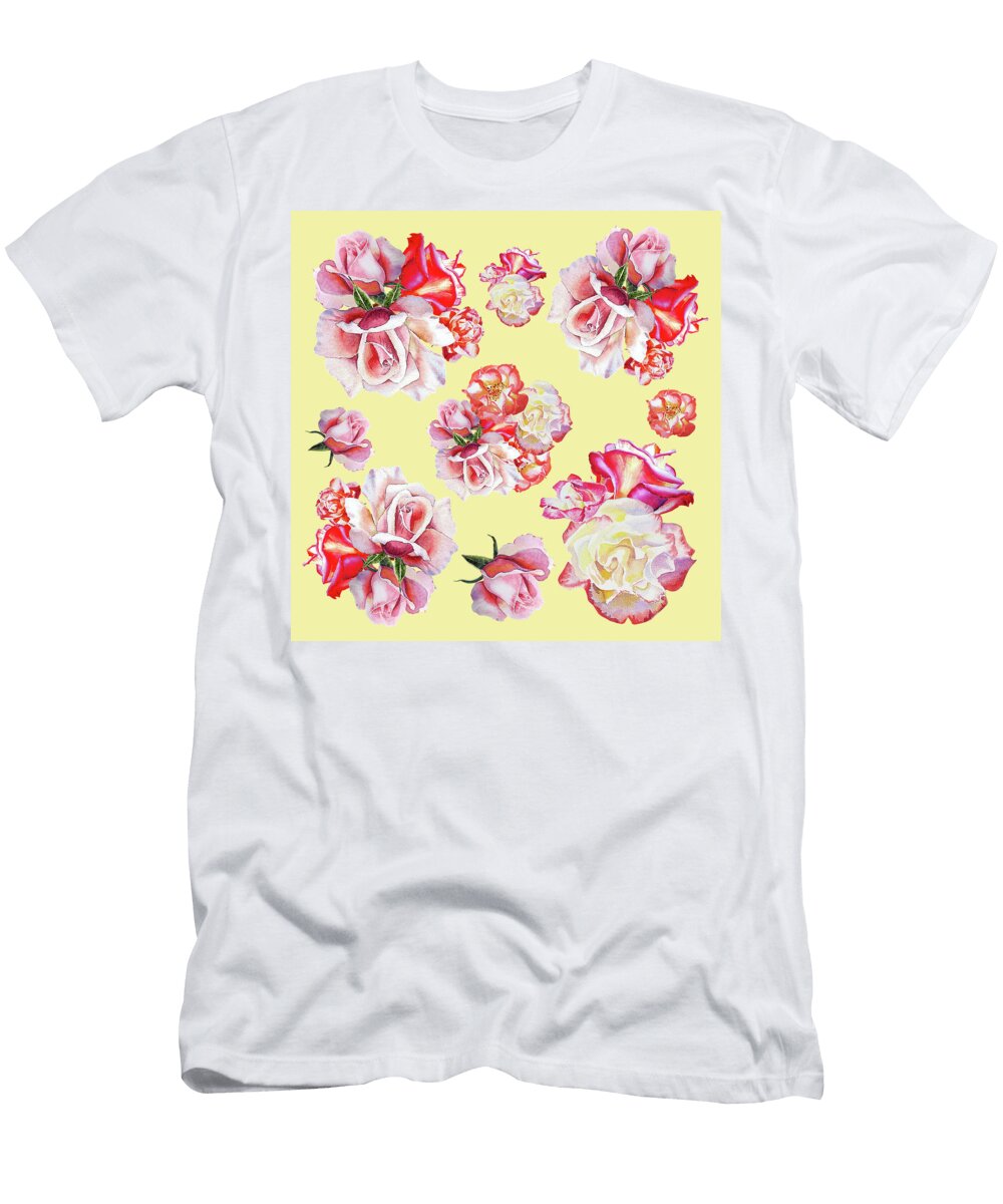 Watercolor Roses Golden Dance Irina Sztukowski T-Shirt