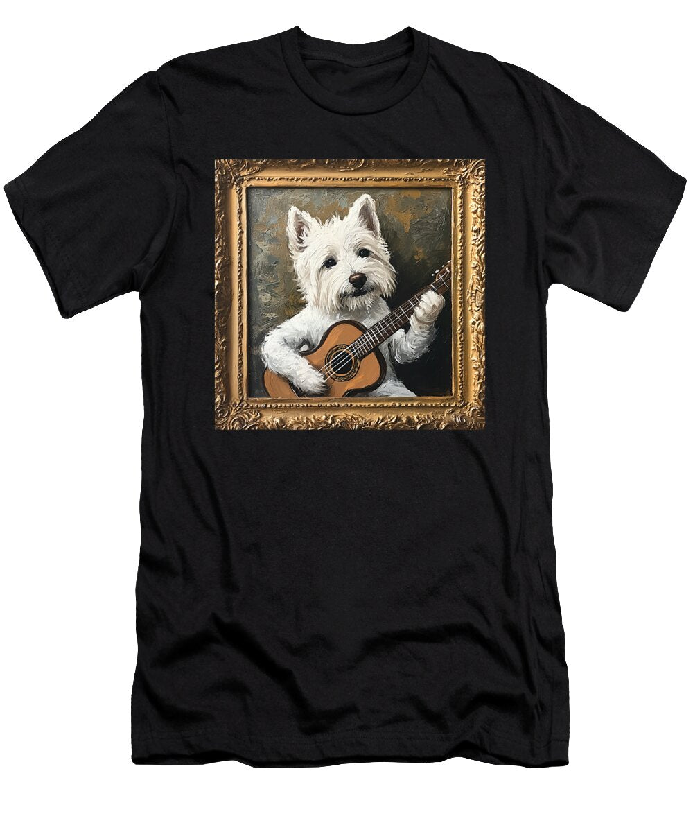 Westie Playing Guitar Studi Alex T-Shirt