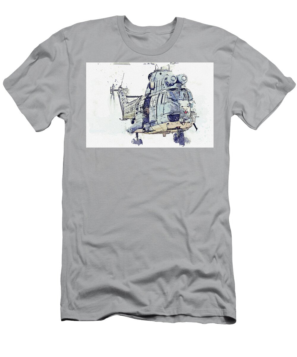 Westland Puma Hc Xw Sqn Raf Antique Classic Aircraft Classic War Birds Planes Watercolor By a Celestial Images T-Shirt
