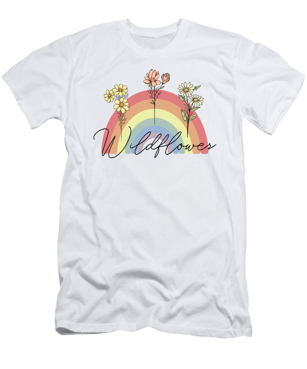 Wildflower Retro Rainbow Design Licensed Art T-Shirt