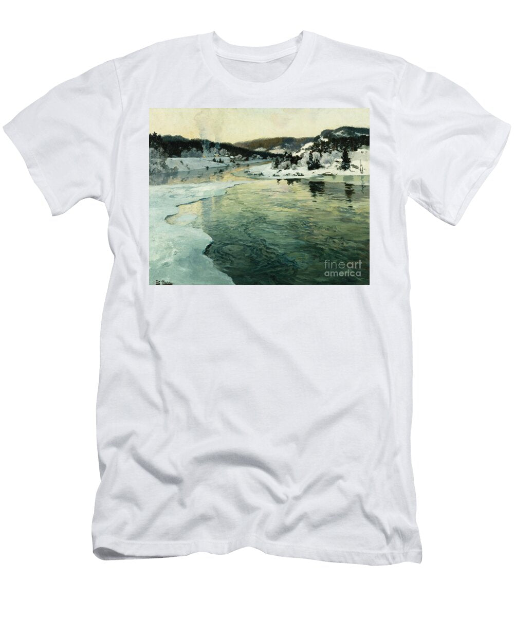 Winter on the Mesna River Near Lillehammer Fritz Thaulow T-Shirt
