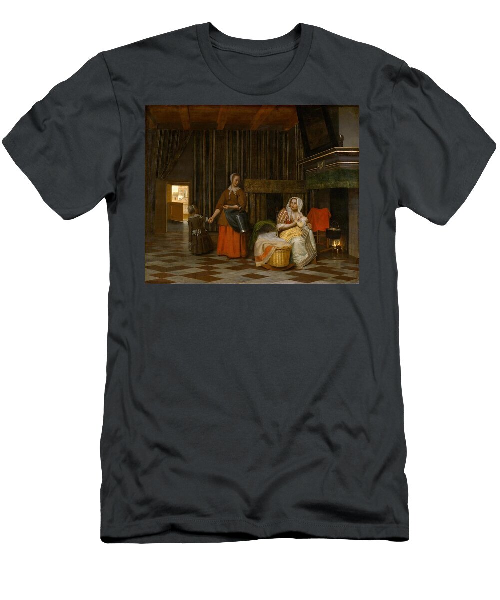 Woman and Child with Serving Maid Pieter De Hooch Dutch T-Shirt