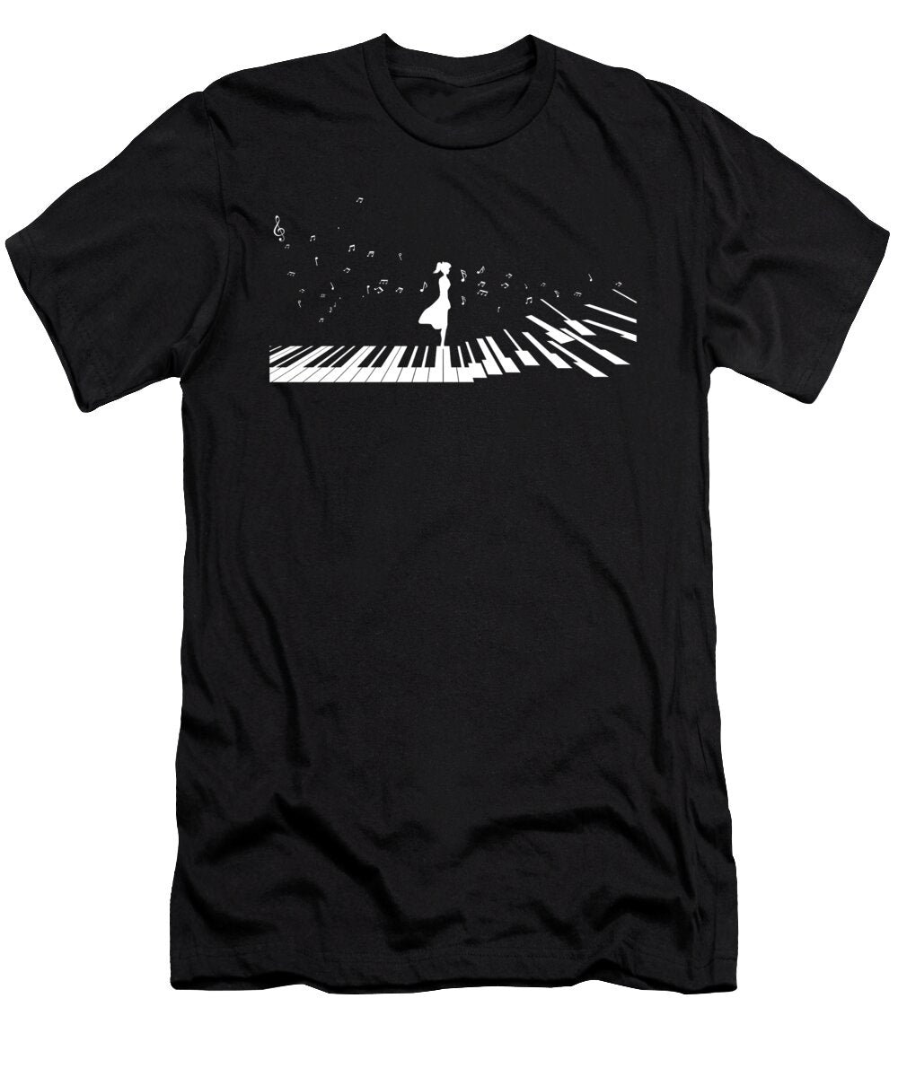 Woman on Piano Keyboards Piano Player Pianist Gift Thomas Larch T-Shirt