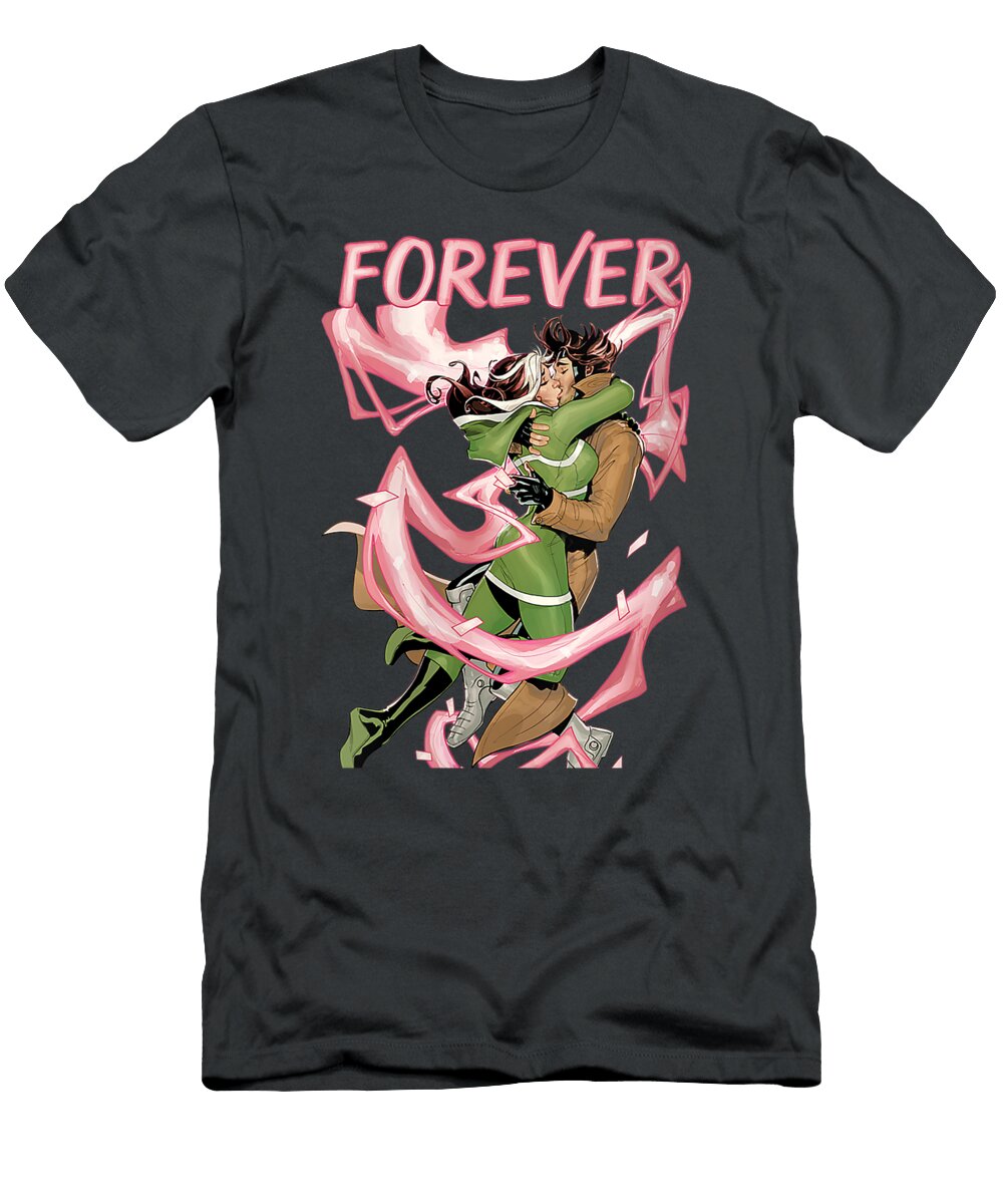 Womens Marvel Xmen Rogue and Gambit Forever Kiss Valentines Day Sapphq Evan T-Shirt