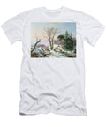 Wooded Winter River Landscape Andreas Schelfhout T-Shirt