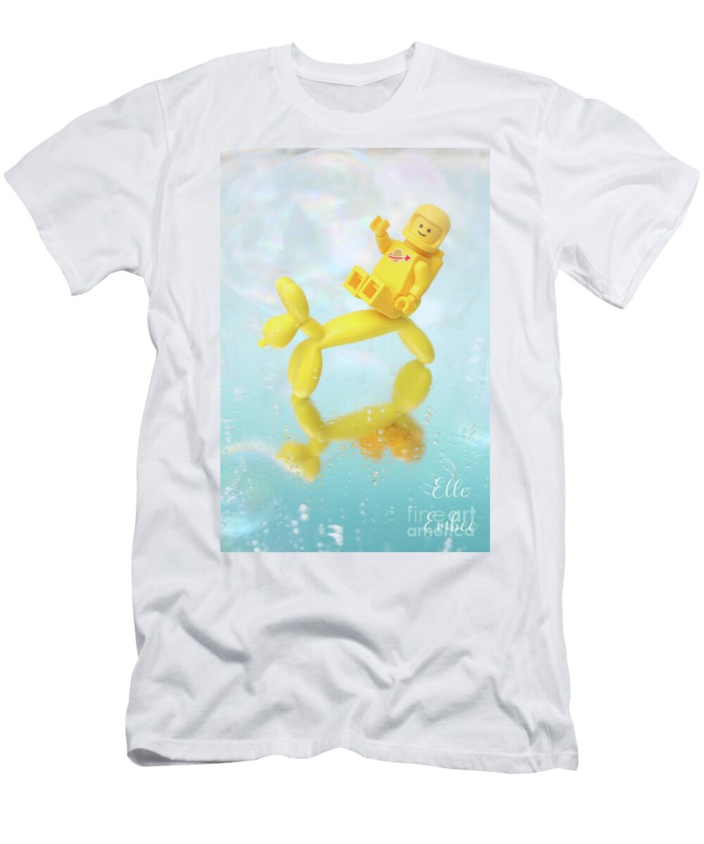 Yellow Astronaut with Balloon Dog Elle Embee Fun Photography T-Shirt