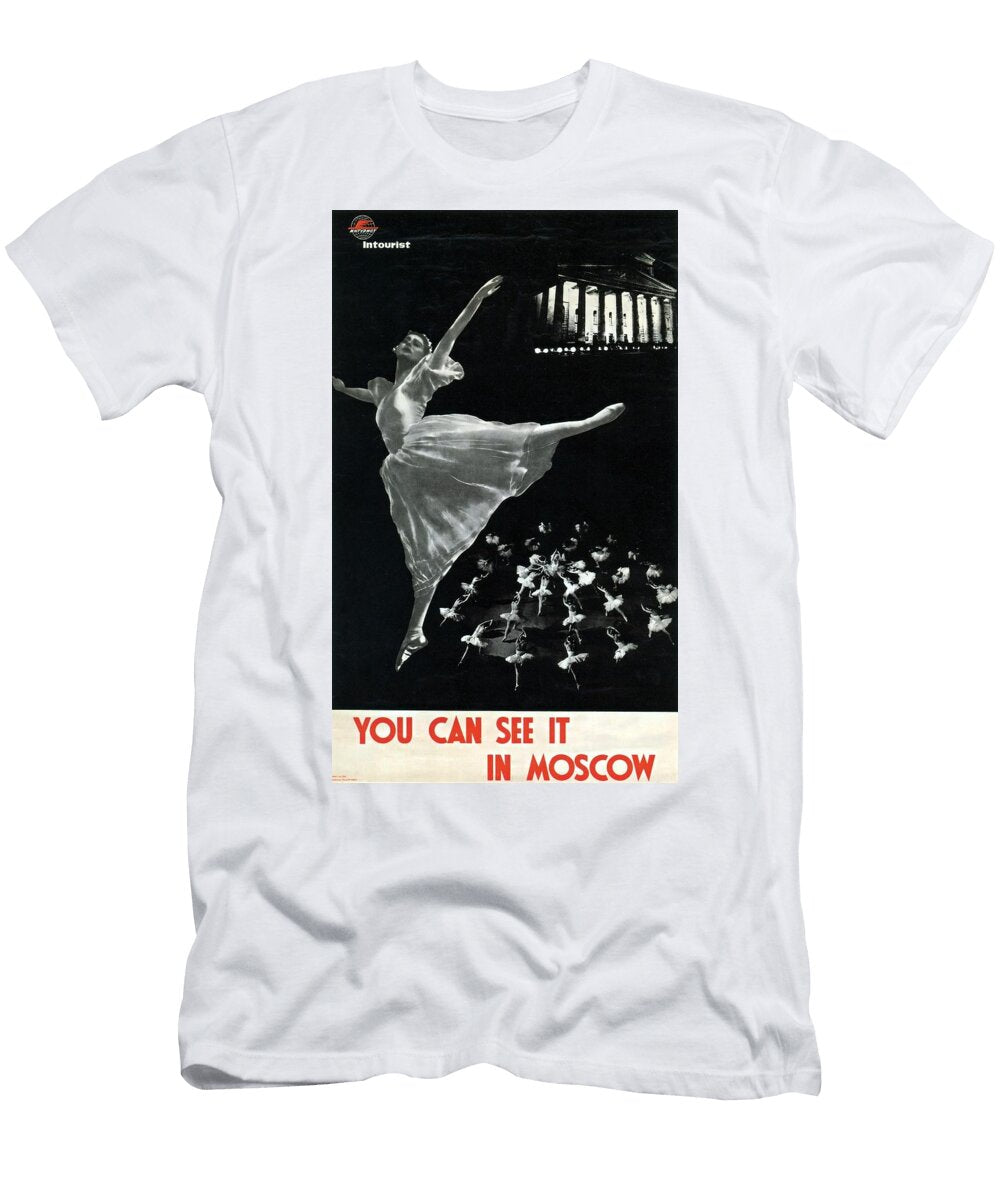 You Can See It in Moscow Ballerina in the Air Retro Travel Poster Vintage Poster Studio Grafiikka T-Shirt