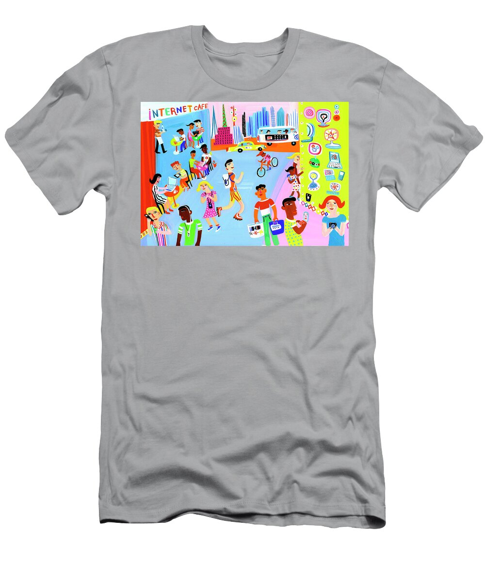 Young People Using Mobile Technology Ikon Ikon Images T-Shirt